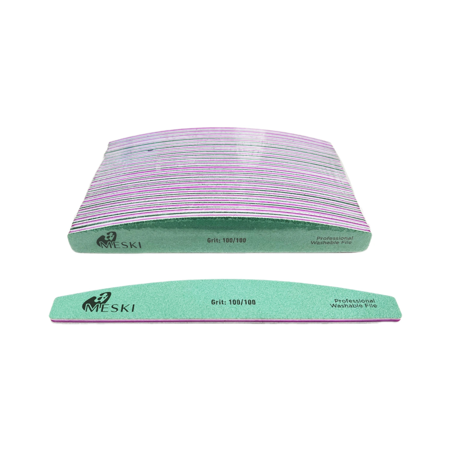 Meski Nail Pedicure File premium Halfmoon - Green - Disposable Nail Files